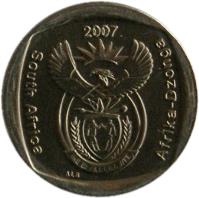 South Africa coin 2 Rand - SOUTH AFRICA - AFRIKA DZONGA (2007) obverse obverse of 2 Rand - SOUTH AFRICA - AFRIKA DZONGA (2007) coin with KM# 345 from South Africa. Inscription: 2007 South Africa Afrika-Dzonga ALS