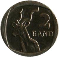 reverse of 2 Rand - SOUTH AFRICA - AFRIKA DZONGA (2007) coin with KM# 345 from South Africa. Inscription: 2 RAND ALS