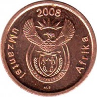South Africa coin 5 Cents - UMZANTSI AFRIKA (2008) obverse obverse of 5 Cents - UMZANTSI AFRIKA (2008) coin with KM# 440 from South Africa. Inscription: 2008 uMzantsi Afrika ALS