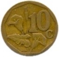 South Africa coin 10 Cents - SOUTH AFRICA (2003) reverse reverse of 10 Cents - SOUTH AFRICA (2003) coin with KM# 347 from South Africa. Inscription: 10c RCM