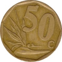 reverse of 50 Cents - Afrika Borwa (2003) coin with KM# 330 from South Africa. Inscription: 50c LL