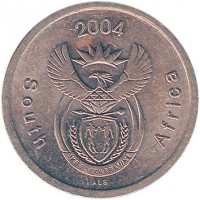 South Africa coin 5 Cents - SOUTH AFRICA (2004) obverse obverse of 5 Cents - SOUTH AFRICA (2004) coin with KM# 325 from South Africa. Inscription: 2004 South Africa ALS