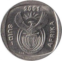 obverse of 1 Rand - SUID-AFRIKA (2000 - 2001) coin with KM# 227 from South Africa. Inscription: 2000 SUID-AFRIKA ALS