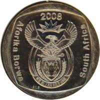 obverse of 2 Rand - AFORIKA BORWA - SOUTH AFRICA (2008) coin with KM# 445 from South Africa. Inscription: 2008 Aforika Borwa South Africa ALS