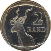 reverse of 2 Rand - AFORIKA BORWA - SOUTH AFRICA (2008) coin with KM# 445 from South Africa. Inscription: 2 RAND ALS
