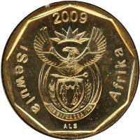 obverse of 10 Cents - ISEWULA AFRIKA (2009) coin with KM# 465 from South Africa. Inscription: 2009 iSewula Afrika ALS