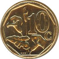 reverse of 10 Cents - ISEWULA AFRIKA (2009) coin with KM# 465 from South Africa. Inscription: 10c RCM