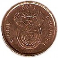 South Africa coin 5 Cents - AFURIKA TSHIPEMBE (2011) obverse obverse of 5 Cents - AFURIKA TSHIPEMBE (2011) coin with KM# 500 from South Africa. Inscription: 2011 Afurika Tshipembe ALS