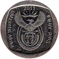 South Africa coin 2 Rand - UMZANTSI AFRIKA - SUID AFRIKA (2011) obverse obverse of 2 Rand - UMZANTSI AFRIKA - SUID AFRIKA (2011) coin with KM# 505 from South Africa. Inscription: 2011 uMzantsi Afrika Suid-Afrika ALS
