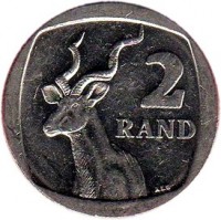 reverse of 2 Rand - UMZANTSI AFRIKA - SUID AFRIKA (2011) coin with KM# 505 from South Africa. Inscription: 2 RAND ALS