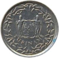 Suriname coin 25 Cents - Juliana (1962 - 1986) obverse obverse of 25 Cents - Juliana (1962 - 1986) coin with KM# 14 from Suriname. Inscription: SURINAME