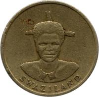 obverse of 1 Lilangeni - Dzeliwe (1986 - 1992) coin with KM# 44.1 from Swaziland. Inscription: SWAZILAND