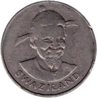 obverse of 1 Lilangeni - Sobhuza II - FAO (1981) coin with KM# 32 from Swaziland. Inscription: SWAZILAND