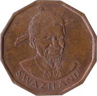 obverse of 1 Cent - Sobhuza II - FAO (1975) coin with KM# 21 from Swaziland. Inscription: SWAZILAND