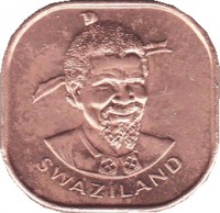Swaziland coin 2 Cents - Sobhuza II - FAO (1975) obverse obverse of 2 Cents - Sobhuza II - FAO (1975) coin with KM# 22 from Swaziland. Inscription: SWAZILAND