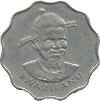 Swaziland coin 5 Cents - Sobhuza II (1974 - 1979) obverse obverse of 5 Cents - Sobhuza II (1974 - 1979) coin with KM# 9 from Swaziland. Inscription: SWAZILAND