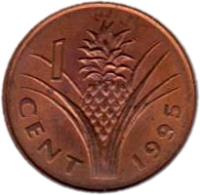 Swaziland coin 1 Cent - Mswati III (1995) reverse reverse of 1 Cent - Mswati III (1995) coin with KM# 51 from Swaziland. Inscription: 1 CENT 1995