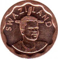 obverse of 5 Cents - Mswati III (2011) coin with KM# 56 from Swaziland. Inscription: SWAZILAND