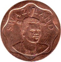 obverse of 10 Cents - Mswati III (2009 - 2011) coin with KM# 57 from Swaziland. Inscription: SWAZILAND