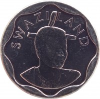 obverse of 20 Cents - Mswati III (2011) coin with KM# 58 from Swaziland. Inscription: SWAZILAND