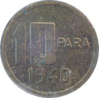 Turkey coin 10 Para (1940 - 1942) reverse reverse of 10 Para (1940 - 1942) coin with KM# 868 from Turkey. Inscription: 10 PARA 1941