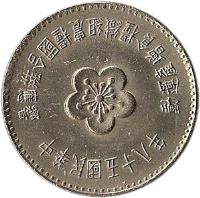 Taiwan coin 1 Yuan - FAO (1969) obverse obverse of 1 Yuan - FAO (1969) coin with Y# 547 from Taiwan.