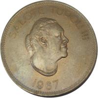 obverse of 50 Seniti - Salote Tupou III (1967) coin with KM# 9 from Tonga. Inscription: SALOTE TUPOU III 1967