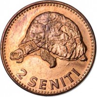 Tonga coin 2 Seniti - Taufa'ahau Tupou IV (1968 - 1974) reverse reverse of 2 Seniti - Taufa'ahau Tupou IV (1968 - 1974) coin with KM# 28 from Tonga. Inscription: 2 SENITI