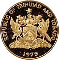 obverse of 50 Cents - Elizabeth II - Legend with REPUBLIC (1976 - 2003) coin with KM# 33 from Trinidad and Tobago. Inscription: REPUBLIC OF TRINIDAD AND TOBAGO 2003