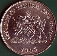 obverse of 1 Dollar - 50 Years of the F.A.O. - Food For All (1995 - 1999) coin with KM# 61 from Trinidad and Tobago. Inscription: REPUBLIC OF TRINIDAD AND TOBAGO TOGETHER WE ASPIRE TOGETHER WE ACHIEVE 1995