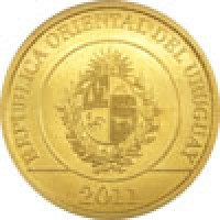 Uruguay coin 1 Peso Uruguayo - Native fauna of Uruguay: Armadillo (2011 - 2012) obverse obverse of 1 Peso Uruguayo - Native fauna of Uruguay: Armadillo (2011 - 2012) coin with KM# 135 from Uruguay. Inscription: REPUBLICA ORIENTAL DEL URUGUAY 2011