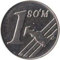 reverse of 1 So'm (2000) coin with KM# 12 from Uzbekistan. Inscription: 1 SOʻM