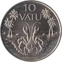 reverse of 10 Vatu - FAO (1983 - 2009) coin with KM# 6 from Vanuatu. Inscription: 10 VATU