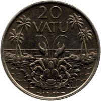 reverse of 20 Vatu - FAO (1983 - 2010) coin with KM# 7 from Vanuatu. Inscription: 20 VATU