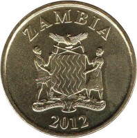 Zambia coin 10 Ngwee (2012) obverse obverse of 10 Ngwee (2012) coin with KM# 206 from Zambia. Inscription: ZAMBIA 2012