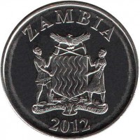 Zambia coin 5 Ngwee (2012 - 2014) obverse obverse of 5 Ngwee (2012 - 2014) coin with KM# 205 from Zambia. Inscription: ZAMBIA 2012