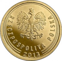 Poland coin 5 Groszy (2013 - 2015) obverse obverse of 5 Groszy (2013 - 2015) coin with Y# 925 from Poland. Inscription: RZECZPOSPOLITA POLSKA 2013