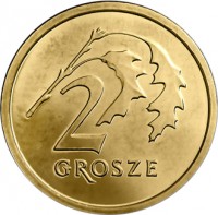 Poland coin 2 Grosze (2013 - 2015) reverse reverse of 2 Grosze (2013 - 2015) coin with Y# 924 from Poland. Inscription: 2 GROSZE