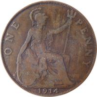 United Kingdom coin 1 Penny - George V (1911 - 1926) reverse reverse of 1 Penny - George V (1911 - 1926) coin with KM# 810 from United Kingdom. Inscription: ONE PENNY 1919 H