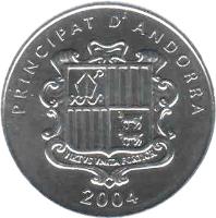 obverse of 1 Cèntim - Joan Enric Vives i Sicília - Santa Coloma - Baroque Altar (2004) coin with KM# 231 from Andorra. Inscription: PRINCIPAT D' ANDORRA 2004