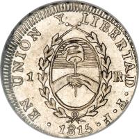 Argentina coin 1 Real (1813 - 1815) obverse obverse of 1 Real (1813 - 1815) coin with KM# 2 from Argentina.
