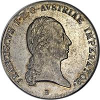 Austria coin 1 Thaler - Franz I (1817 - 1824) obverse obverse of 1 Thaler - Franz I (1817 - 1824) coin with KM# 2162 from Austria. Inscription: FRANCISCVS I · D · G · AVSTRIAE IMPERATOR · A