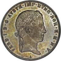 obverse of 1 Thaler - Ferdinand l (1837 - 1848) coin with KM# 2240 from Austria. Inscription: FERD · I · D · G · AVSTR · IMP · HVNG · BOH · R · H · N · V · A