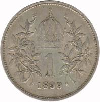 reverse of 1 Corona - Franz Joseph I (1892 - 1907) coin with KM# 2804 from Austria. Inscription: 1 1893