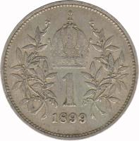 Austria coin 1 Corona - Franz Joseph I (1892 - 1907) reverse reverse of 1 Corona - Franz Joseph I (1892 - 1907) coin with KM# 2804 from Austria. Inscription: 1 1893