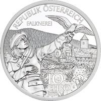 obverse of 10 Euro - Carinthia - Silver Issue (2012) coin with KM# 3208a from Austria. Inscription: REPUBLIK ÖSTERREICH FALKNEREI 10 EURO 2012 TP