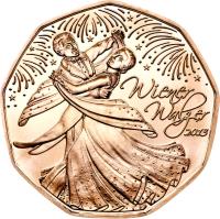 obverse of 5 Euro - Viennese Waltz (2013) coin with KM# 3216 from Austria. Inscription: Wiener Walzer 2013