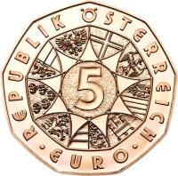 reverse of 5 Euro - Viennese Waltz (2013) coin with KM# 3216 from Austria. Inscription: REPUBLIK ÖSTERREICH 5 · EURO ·