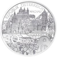 obverse of 10 Euro - Niederösterreich - Silver Issue (2013) coin with KM# 3221a from Austria. Inscription: REPUBLIK ÖSTERREICH WACHAU 2013 10 EURO