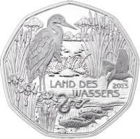 Austria coin 5 Euro - Land des Wassers (2013) obverse obverse of 5 Euro - Land des Wassers (2013) coin with KM# 3222a from Austria. Inscription: LAND DES WASSERS 2013 TP